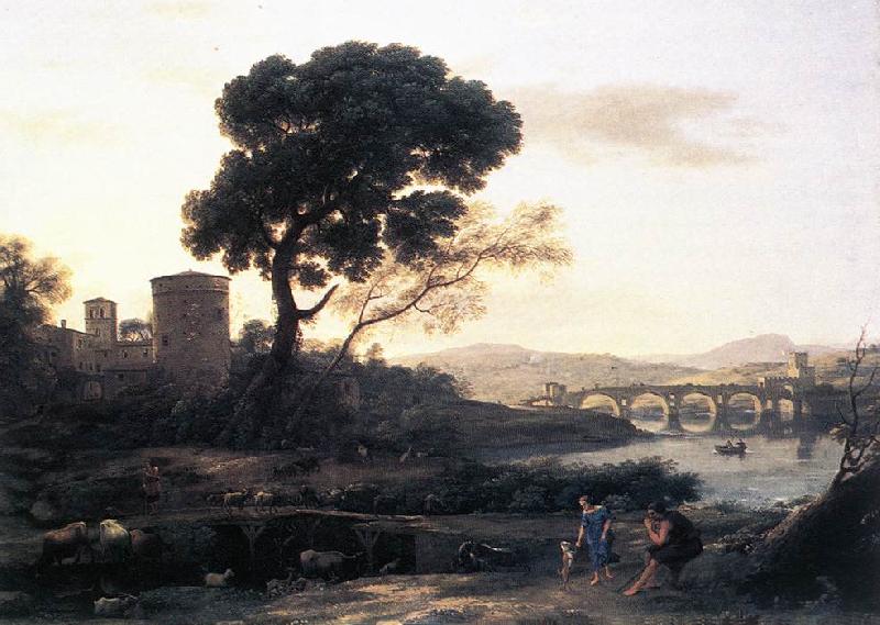 Claude Lorrain Landscape with Shepherds - The Pont Molle oil painting image